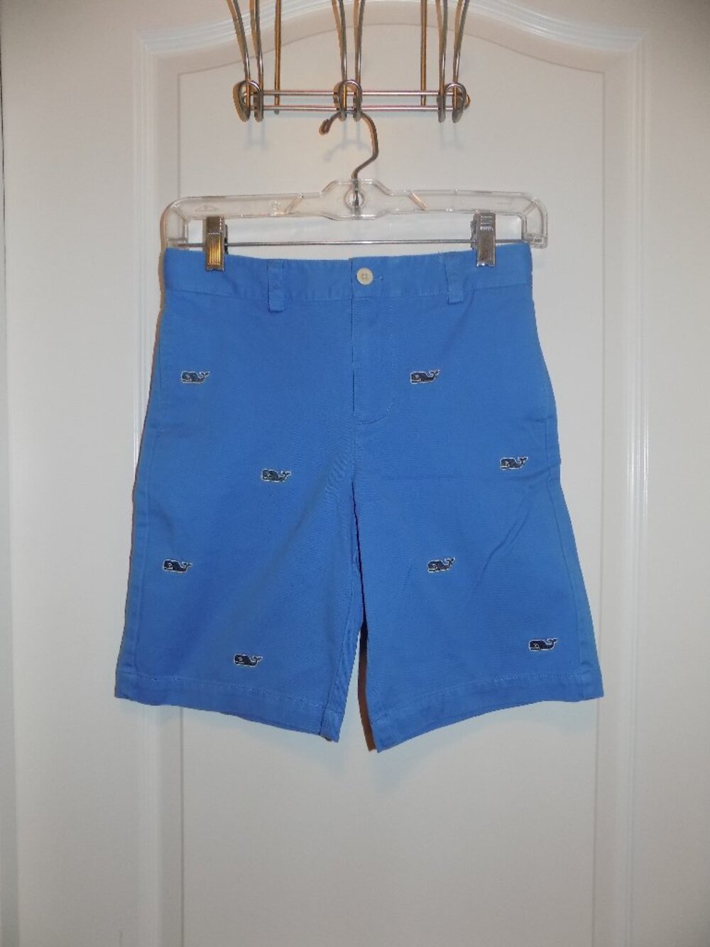Boys VINEYARD VINES Embroidered Whale Shorts Sz 10 Blue Adjustable